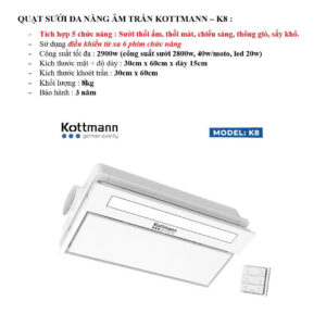 Âm Trần Đa Năng Kottmann K8 ( 5 trong 1) - 30x60 - Ảnh 3